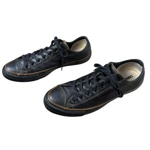 CONVERSE All Star Leather Low Top Mens 13 Black Brown Lace Up Casual Shoes